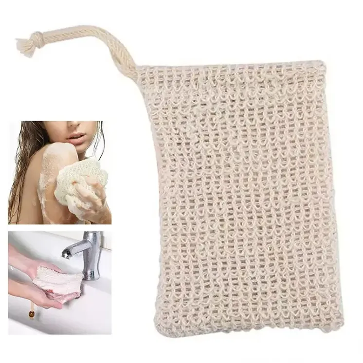 Natural Ramie Foaming Net Net Cotton و Linen Soap Acags المستخدمة في تقشير تدليك التدليك TT1227