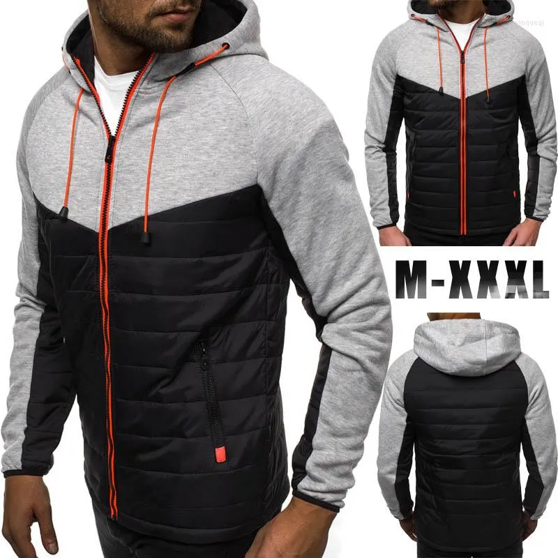 Heren Hoodies Plus Size 3xl Hoodie Men 2022 Casual Zipper Sweatshirt Slank Fit Volle mouw Patchwork Hooded Cardigan Tracksuit