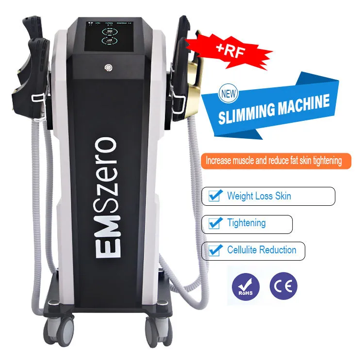 EMSzero Muskelstimulator HIEMT Tesla Schlankheitsmaschine EMSLIM Sculpt 4 Griffe mit RF-Kissen Fettverbrennung EMS Body Sculpting Slim HI-EMT Muscle Trainer Gerät