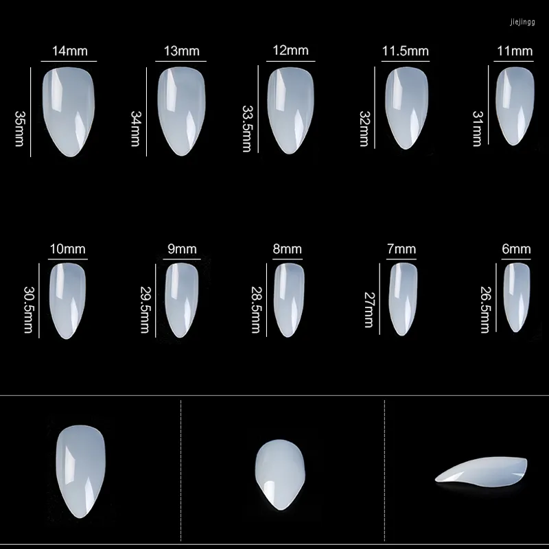False Nails 500pcs Nail Tips Sculpted Eagle Hook Full Cover Acrylic Clear Natural White 10 Sizes For Salon Design
