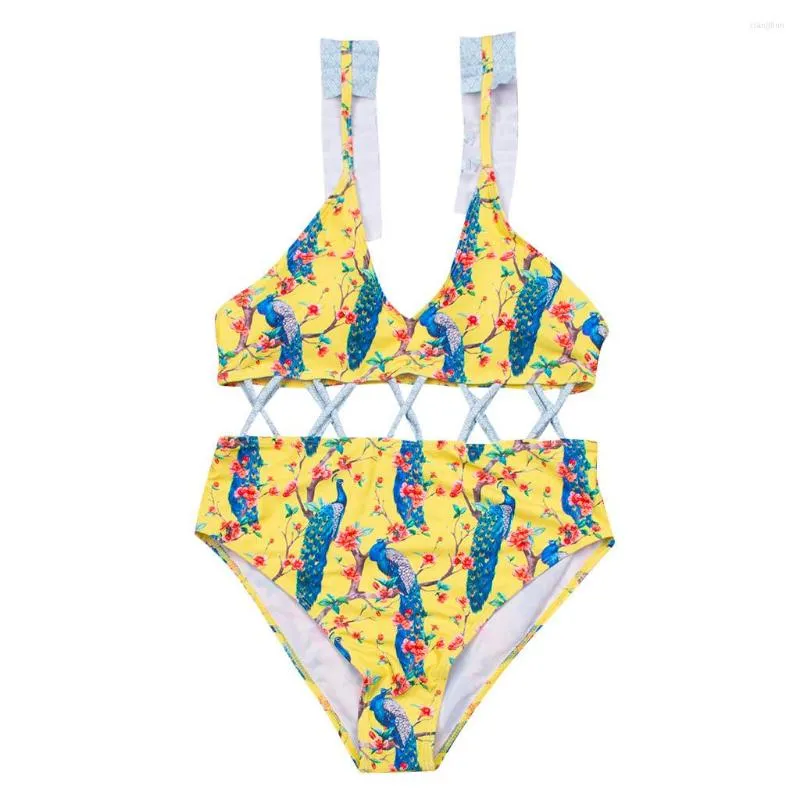 Zestaw strojów kąpielowych dla kobiet Bandaż Bandage Wyściełany bikini stroju kąpielowe push-up kobiety marszczenia strojów kąpielowych tankinis