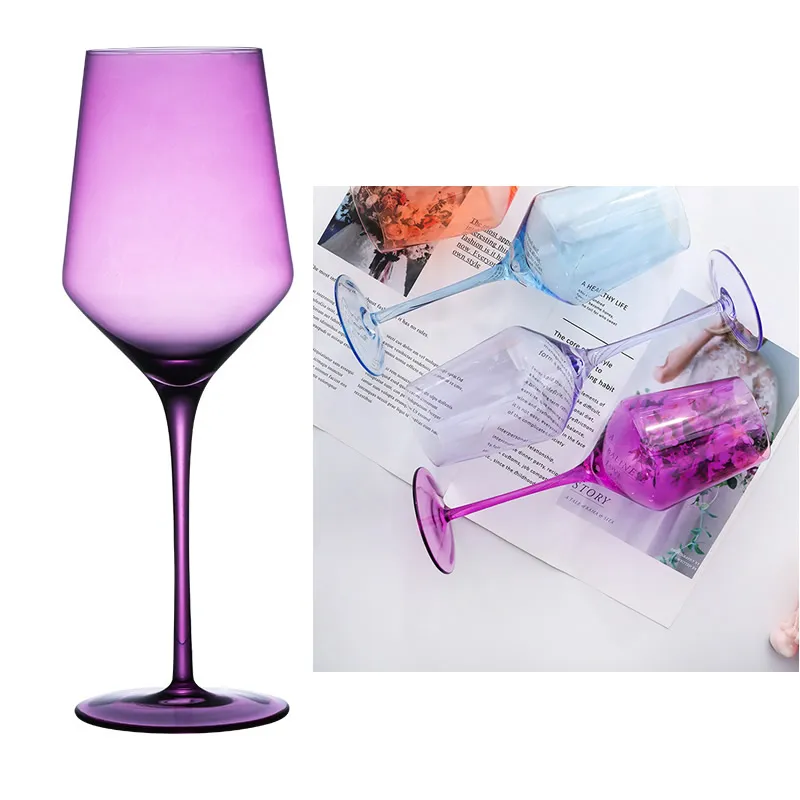 Colorido Crystal Glass Wine Glass Luz de luxo roxo 6pcs/conjunto de chumbo sem chumbo
