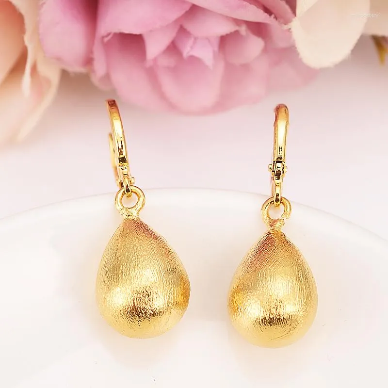 Pendientes traseros gota de agua para mujer/niña Color dorado cuentas africanas bola oliva Etiopía moda árabe Medio Oriente joyería regalo