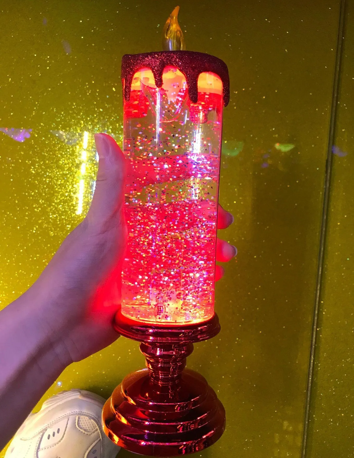 Bougie étanche à led électronique de couleur rechargeable avec paillettes  changeant de couleur led