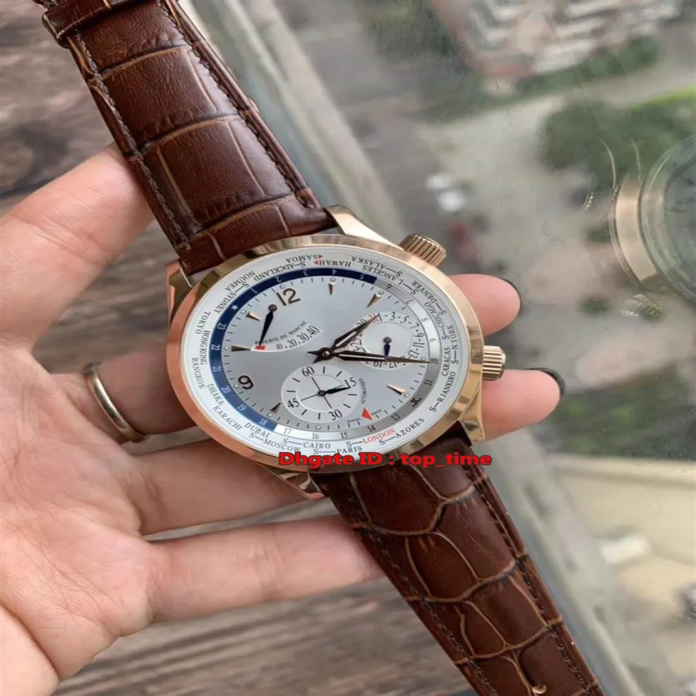 4 Style Nowy mistrz świat Geographic 42 mm Power Reserve Automatyczna męska zegarek Q1522420 Rose -Gold Srebrna wybór skórzany pasek SPO283L