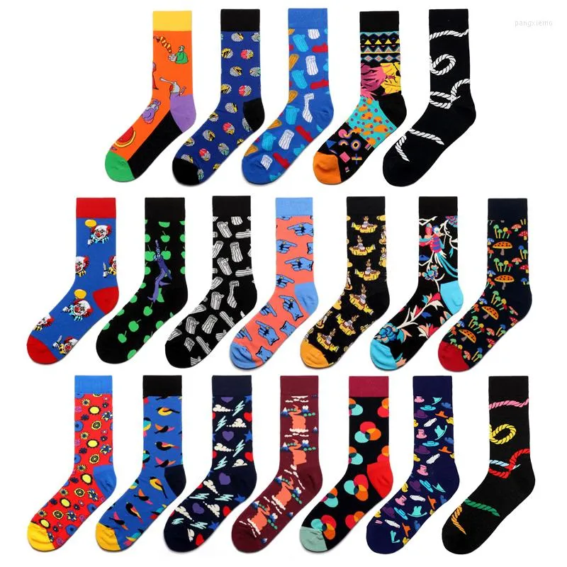 Chaussettes pour hommes PEONFLY 2022 automne arrivé heureux hommes drôle Art Streetwear Hip Hop personnages de dessins animés concepteur équipage chaussette cadeau pour