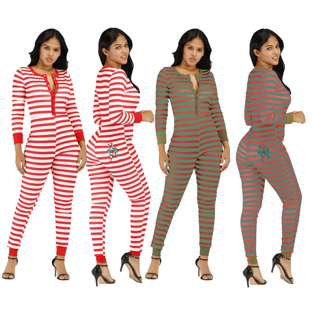 2024 Designer Mulheres Macacões Casual Stripe Imprimir Natal Macacões Zipper One Pieces Romper Calças Bodycon Manga Longa Bodysuits 3XL Roupas de Inverno 8880