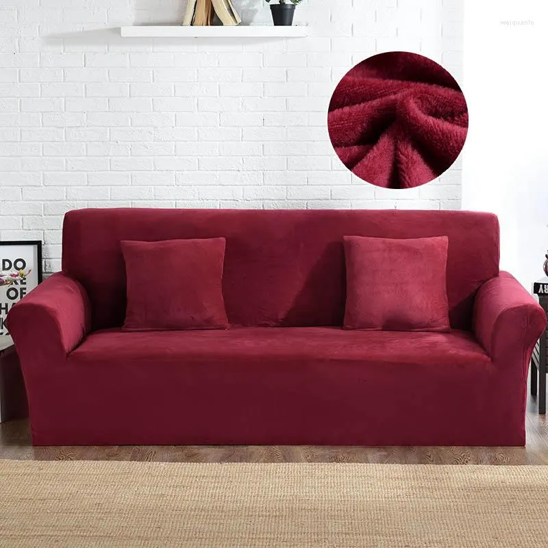 Sandalye Slipcovers Sofa Peluş Kumaş 1/2/3/4 Seater Couch Cover Kalın Elastik Mobilya Slipcover Noel Funda 1 PC