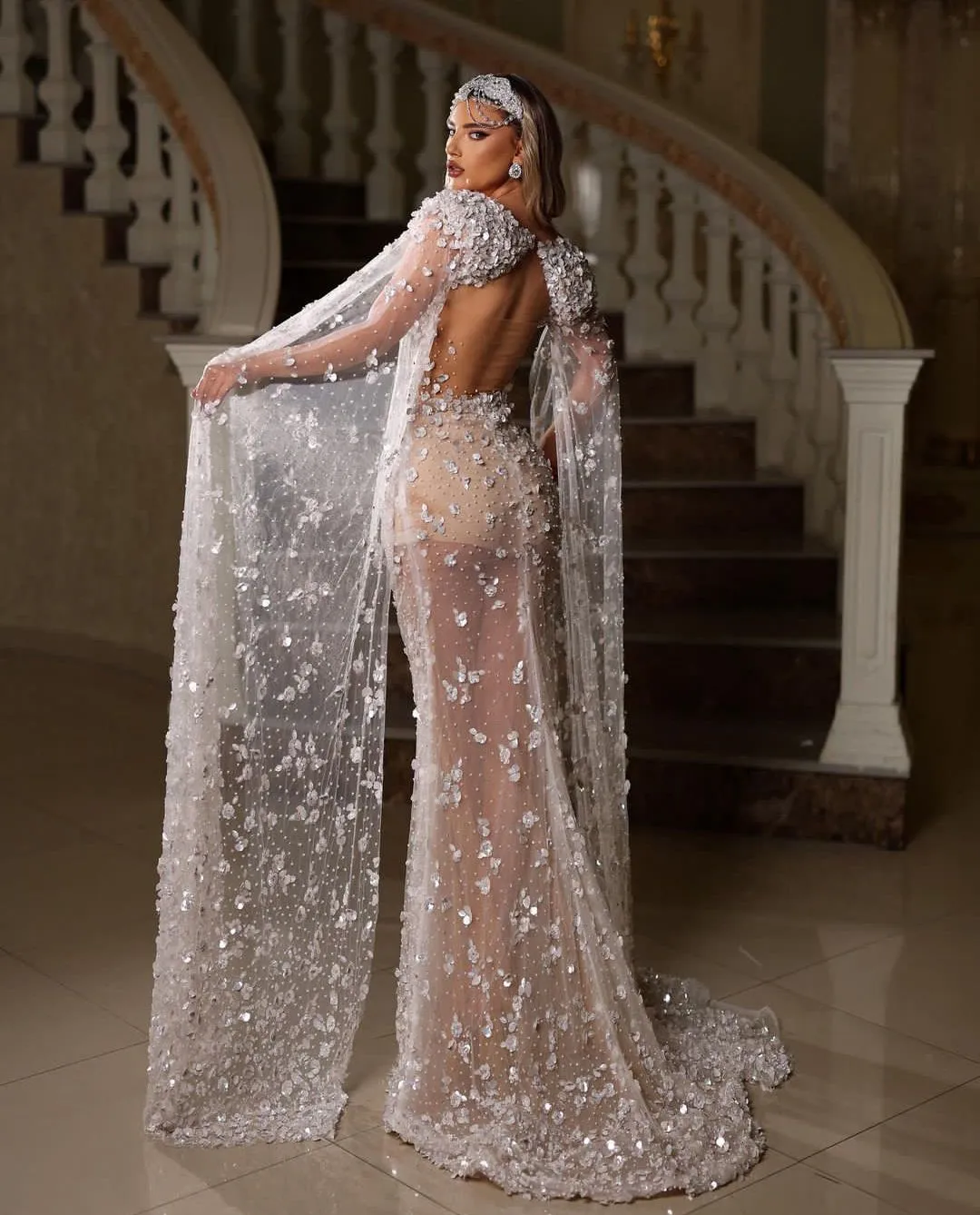 Long Sleeves Capes Sequins 3D Lace Appliques Evening... From Dressvip,  $170.86 | DHgate.Com