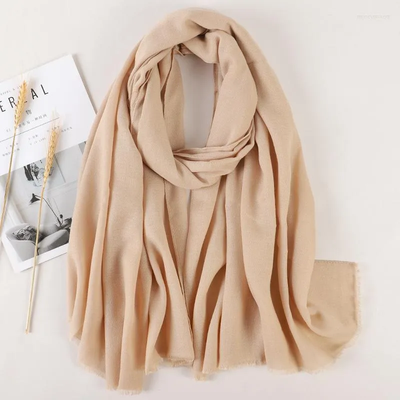 Ethnic Clothing 2022 Fashion Soft Linen Cotton Scarf Shawls Muslim Large Hijab Plain Wraps High Quality Headband Long Scarves 190 100cm