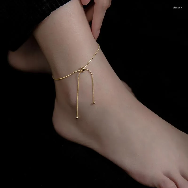 Anklets Snake Chain Anklet Sterling Silver Gold Plated For Women 925 Long 31.5CM Adjustable Foot Jewelry Gifts Wife Girls