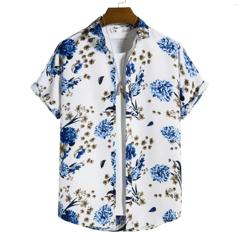 Men's Casual Shirts Men Printed Cardigan Button Down Summer Short Sleeves Cowboy Outfit Mens Silk Sleeve