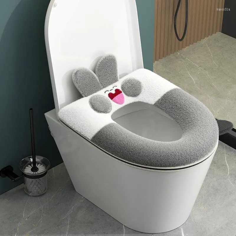 Toilet Seat Covers Cover Plush Home Waterproof Universal Model Ring Washable Zipper Bathroom Mat Decorative