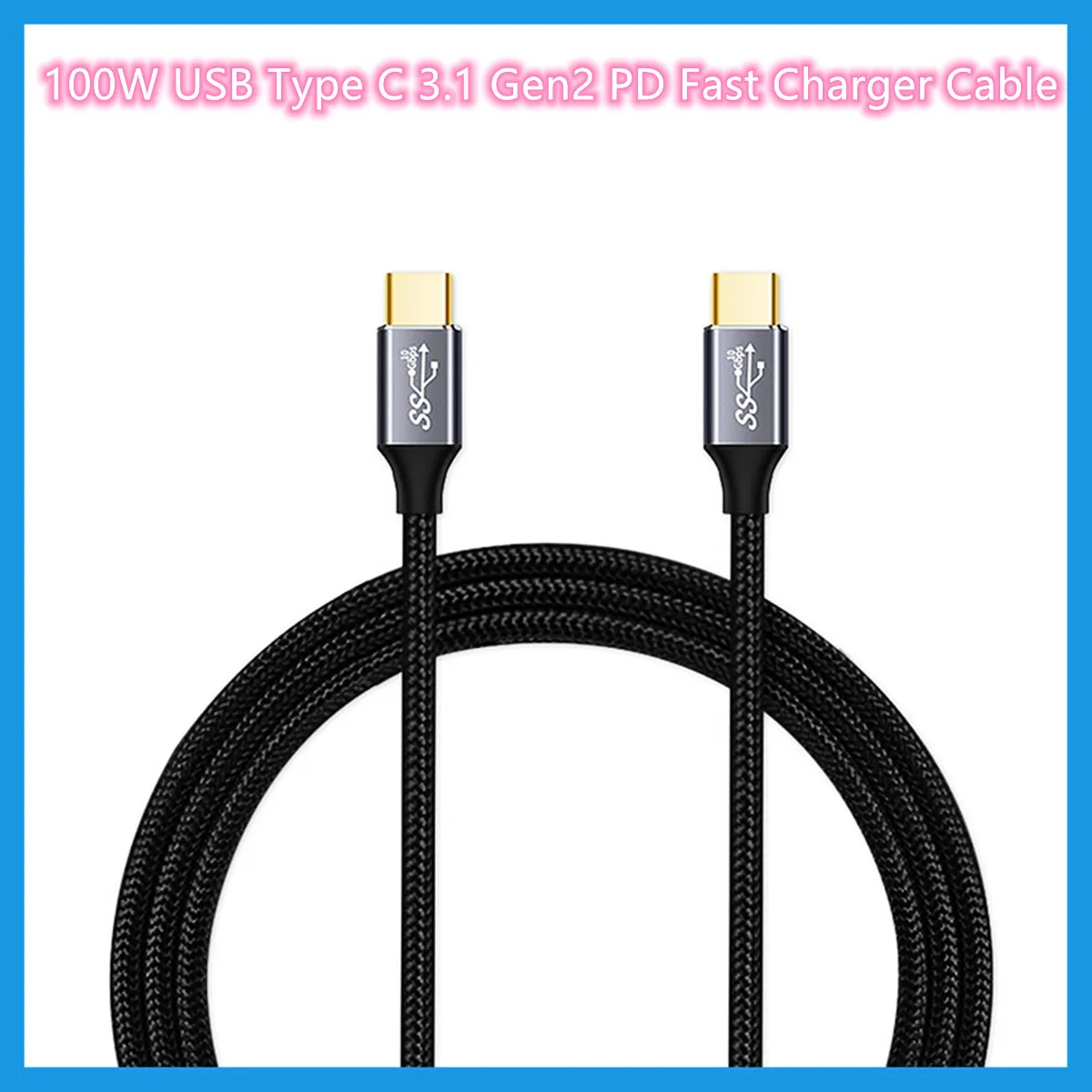 2PCS/로트 100W USB 유형 C 3.1 Gen2 PD 빠른 충전기 케이블 4K HD 10GBPS 스위치/MACBOOK 1M PC 액세서리 용 케이블