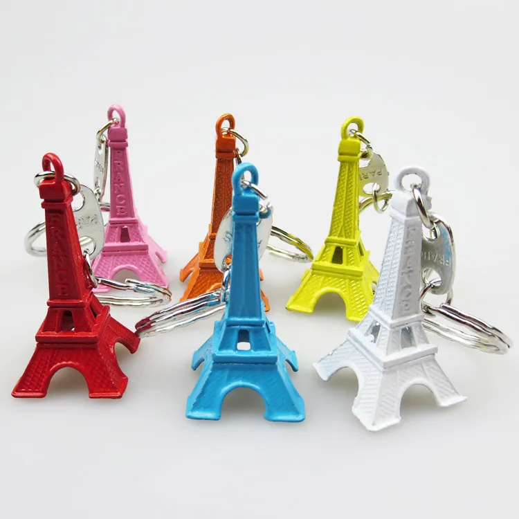 50st/Lot Paris Eiffeltorn Keychain Mini Eiffel Tower Candy Color Keyring Party Favor