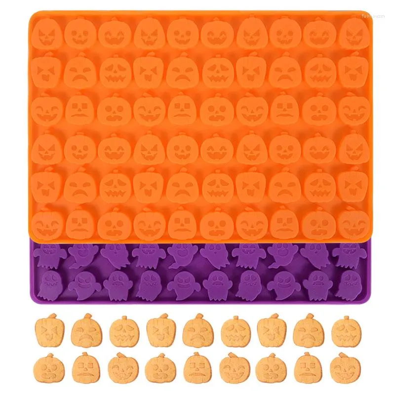 Moldes de cozimento 60 slot slot halloween biscoito de silicone molde abóbora fantasma fondant biscoit lanche party decoração garoto presente