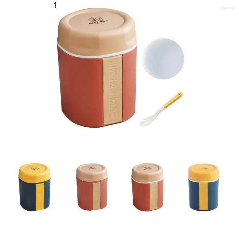 Storage Bottles Soup Cup Wear-resistant With A Spork Leak-proof Easy Clean Lidded Bento Box For Dorm