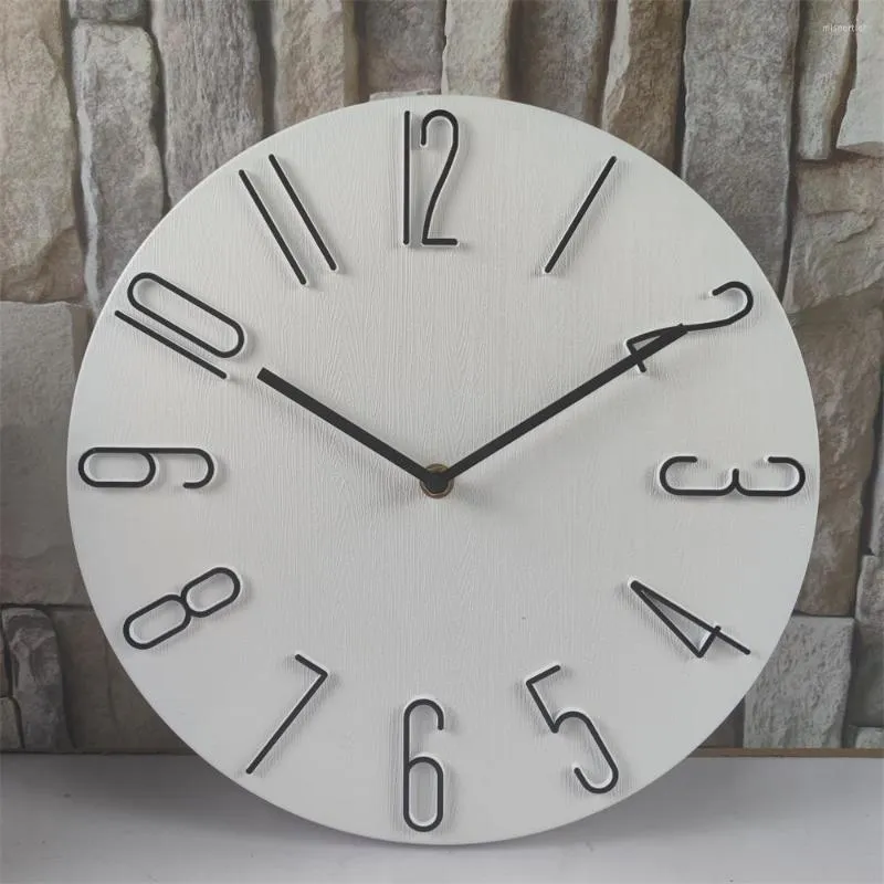 Wall Clocks Fashion 3D Digital Round Clock Japanese Korean Home Living Room Silent Hanging Watch Decoration