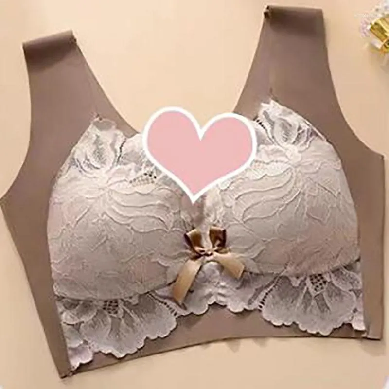 Bras Seamless Bra Big Breasts Show Small Thin Section Fat Girl Vest Type  Anti-sagging Female No Steel Ring Large Size Lace Underwear