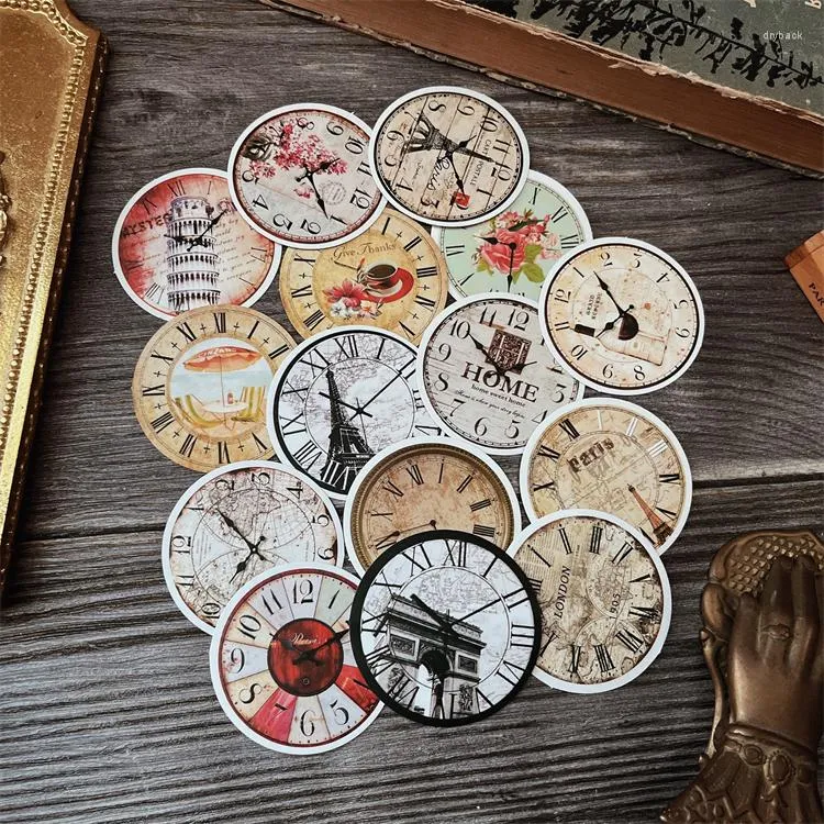 Embrulho de presente ZFParty Vintage Clock Sticker decorativo Diy Scrapbooking material de material