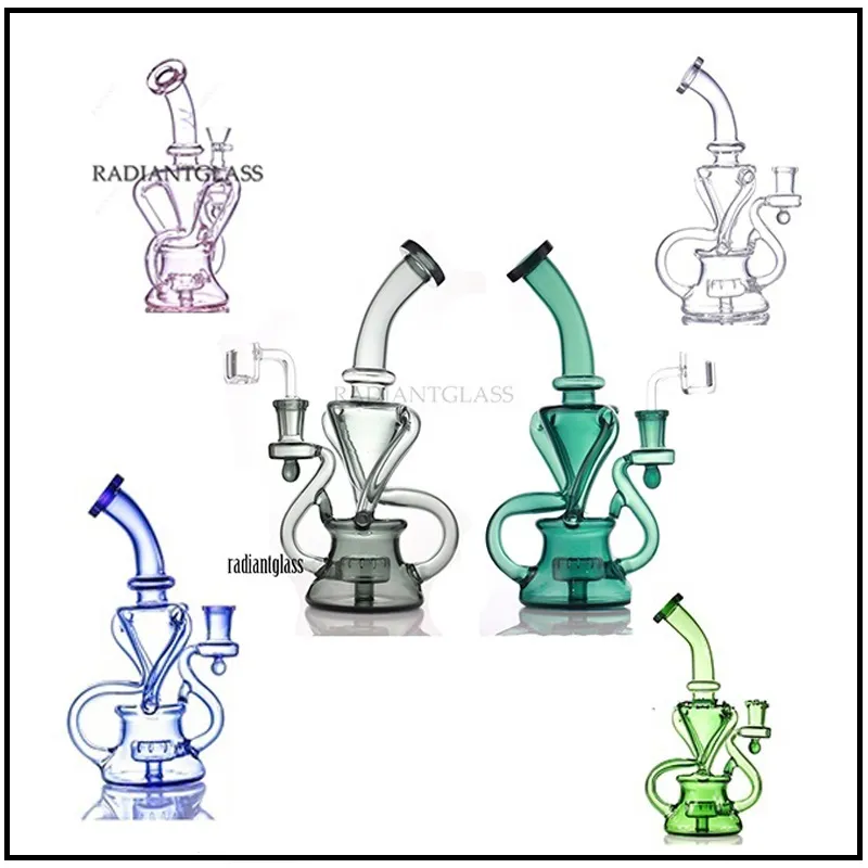 9 -calowe recykling szklany Bong Tornado Hookah Recyble Rigs Dab Paling Water Rura Bongs Magryczne rury rozmiar 14 mm złącza z miską lub kwarcową banger1