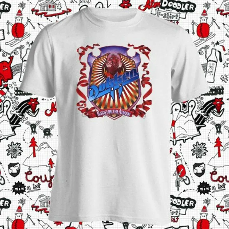 Herrpolos Dokken Band tillbaka för attacken Mens White T-shirt Size S till 3XL