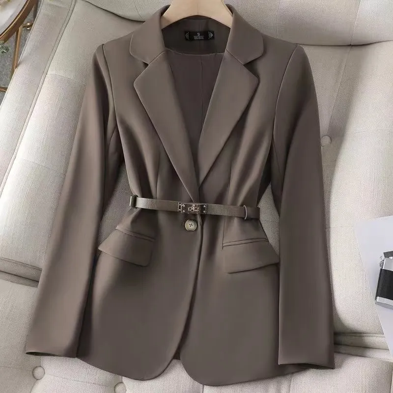 Womens Suits & Blazers Tide Brand High-Quality Retro Fashion designer Pure color Series Suit Jacket A grain of buckle Slim Plus Size Women's Clothing E131