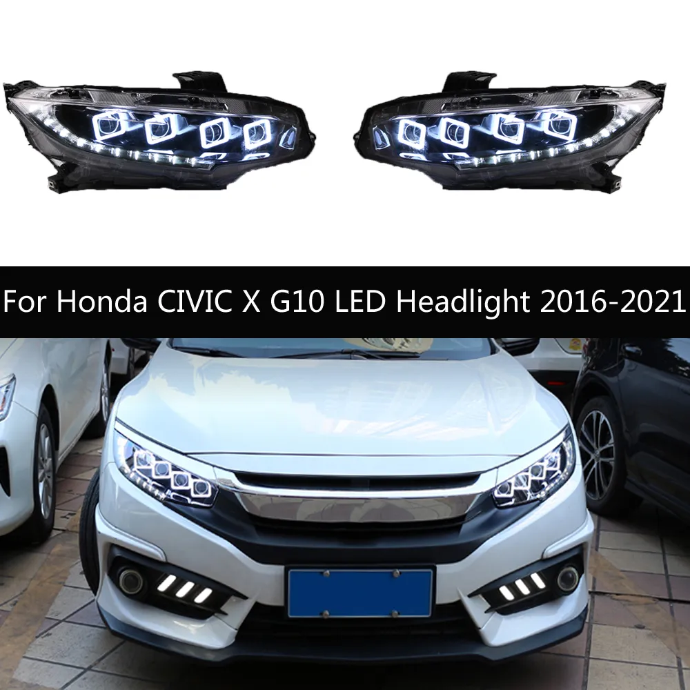 Фары автомобилей передняя лампа Динамическая стримерная сигнала сигнала сигнала вывода для Honda Civic x G10 светодиодные фары дневные ходовые огни