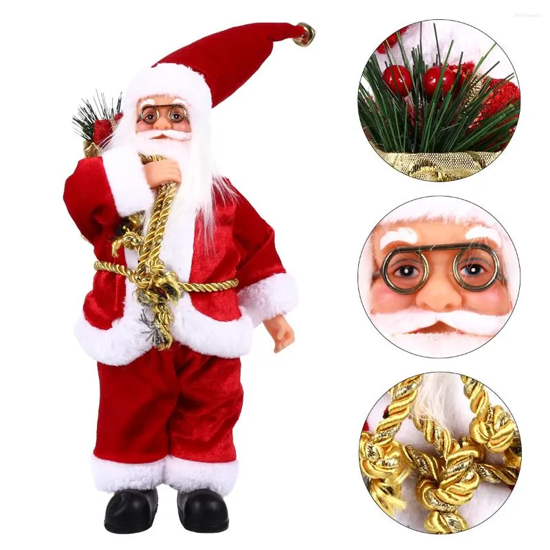 Décorations de Noël 1pc Statues du Père Noël Figure Statue en tissu plastique