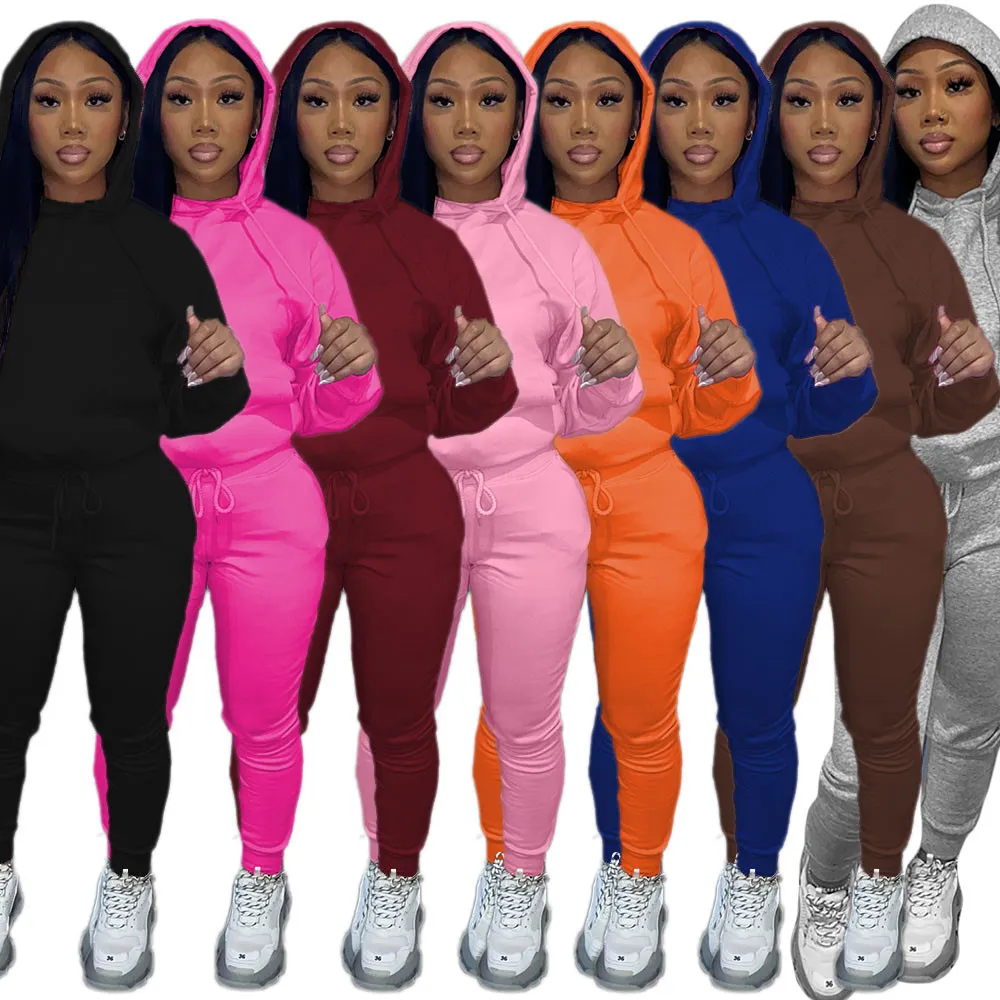 Plus Size Activewear Sets Fleece Tracksuit Set Hooded Jogger Suit