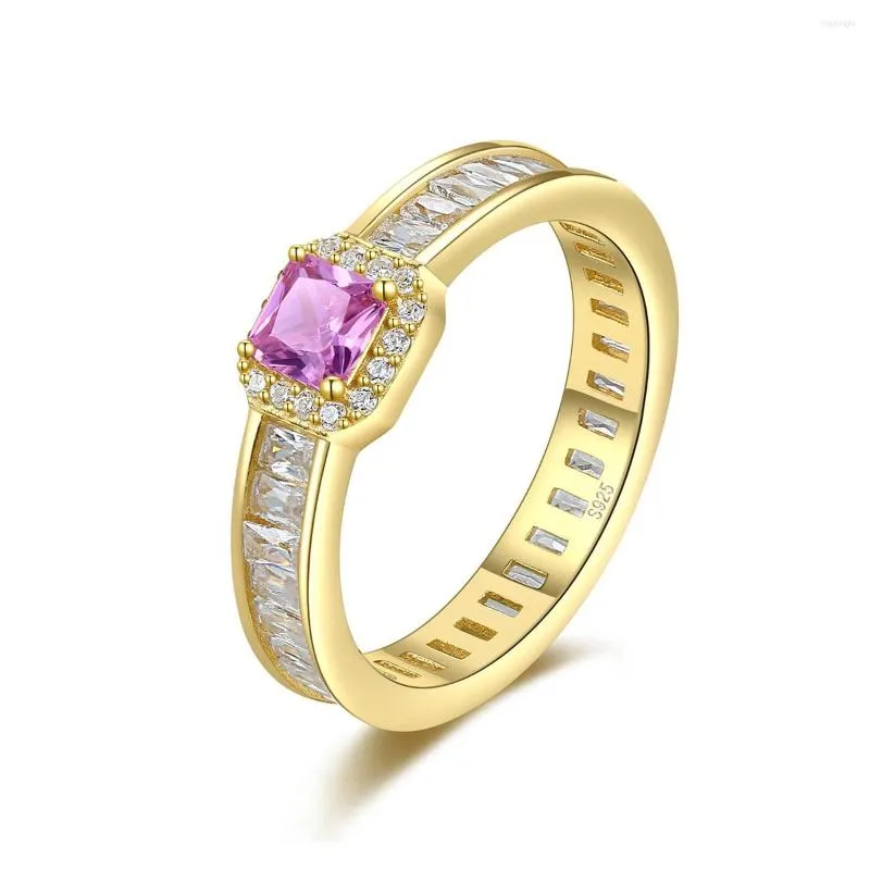 Rings de cluster rosa zircônia rosa estilo glam moda boa judeu para mulheres 2022 Primavera 925 Presente de prata esterlina