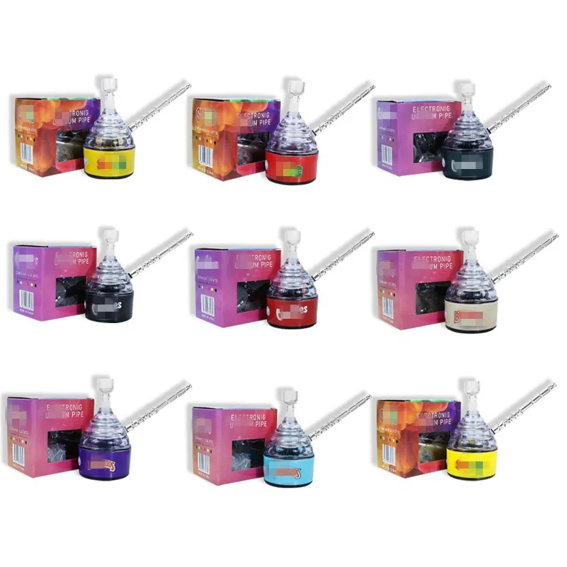 Cool Coloré Portable Électrique Narguilé Shisha Tuyaux Herbe Sèche Filtre À Tabac Bol En Verre Innovant Pipe À Eau Facile À Nettoyer Cigarette Porte-Fumeur Bong Tube DHL