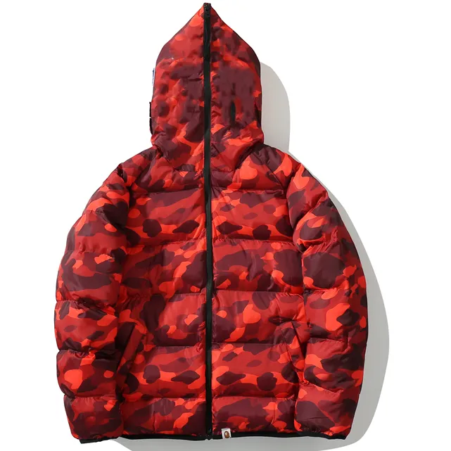 requin Vestes bouffantes camouflage pour hommes Manteau en duvet pour femmes Japon Homme Mode Imprimé Parkas Coupe-vent Vêtements d'extérieur Classique_voghion.com