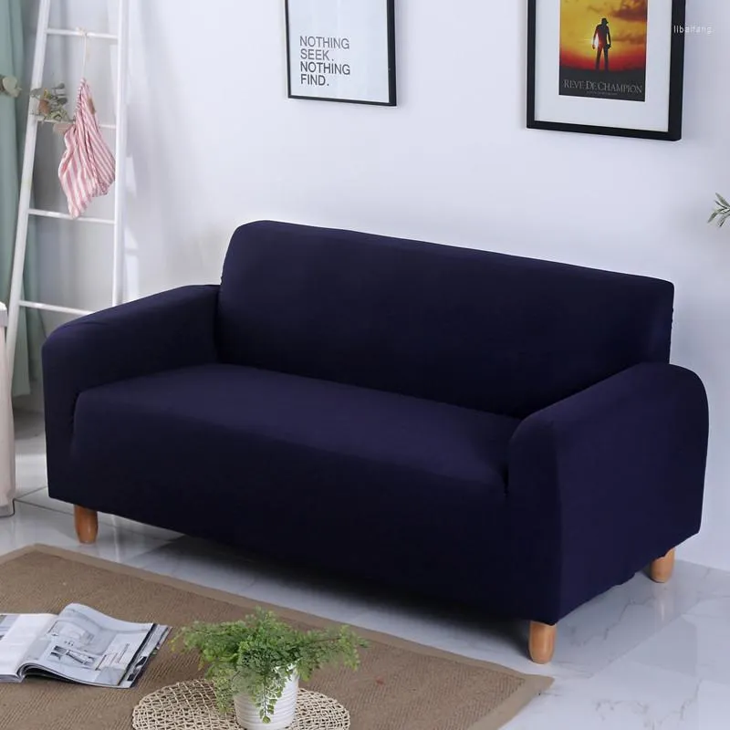 Chair Covers Dark Blue Sofa Cover For Living Room Stretch Big Elasticity Solid Pure Color Sectional Slipcovers Fundas De Couch