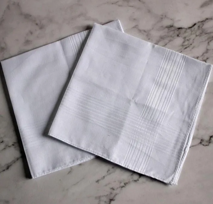 24pcslot algodão lenço de cetim de coloração branca lenço de mesa super macio de pocket squares 34cm