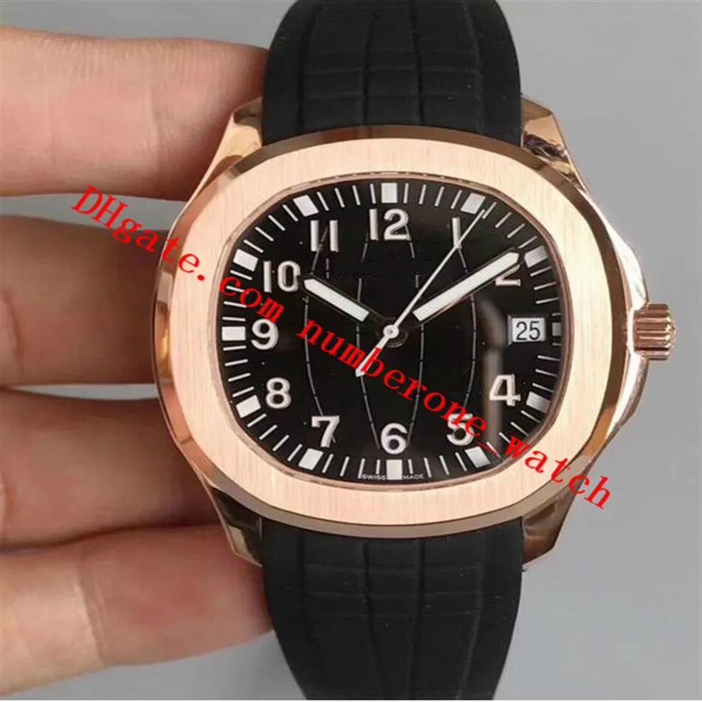 Rel￳gio de luxo 5167r aquanaut extra grande 18kt rosa dourado marrom dial de 40 mm de borracha de borracha de moda autom￡tica wat190y