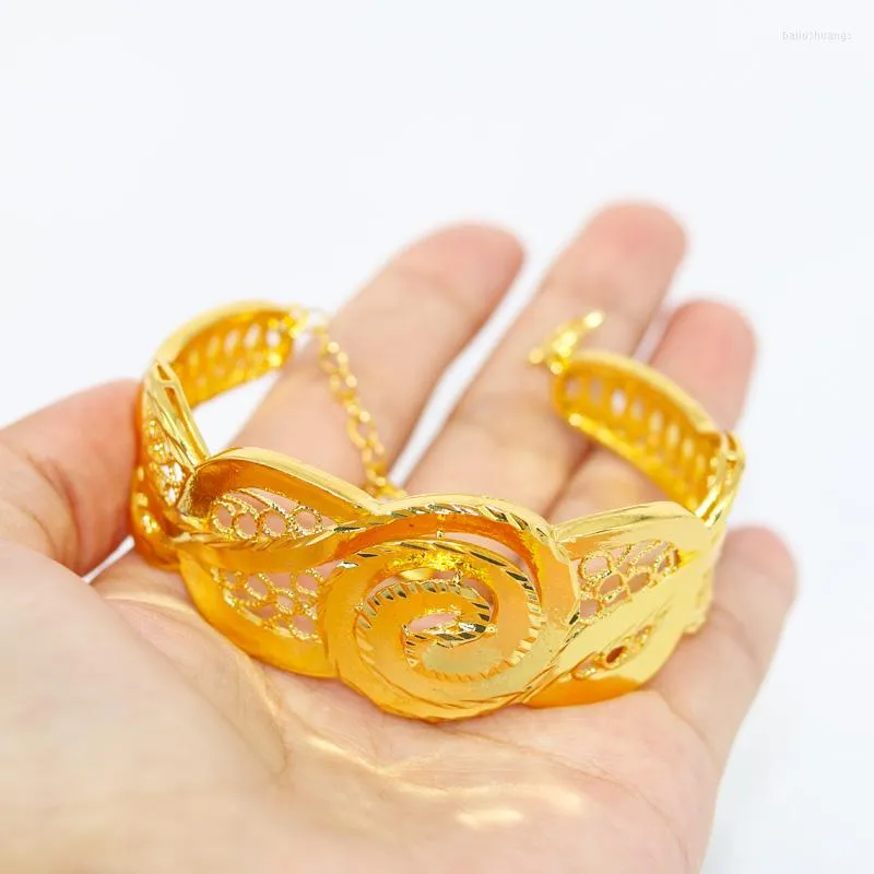 Bangle 24k Gold Bracelet For Women Dubai Bride Wedding Ethiopian Africa Arabic Jewelry Charm