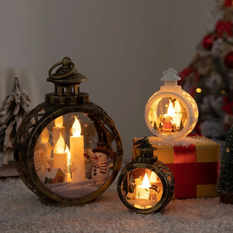 Kerstdecoratie Vintage LED Light Shop Windwinkel Display Christmass Tree Pendant Creative Warm Light Props Decorations RRC679