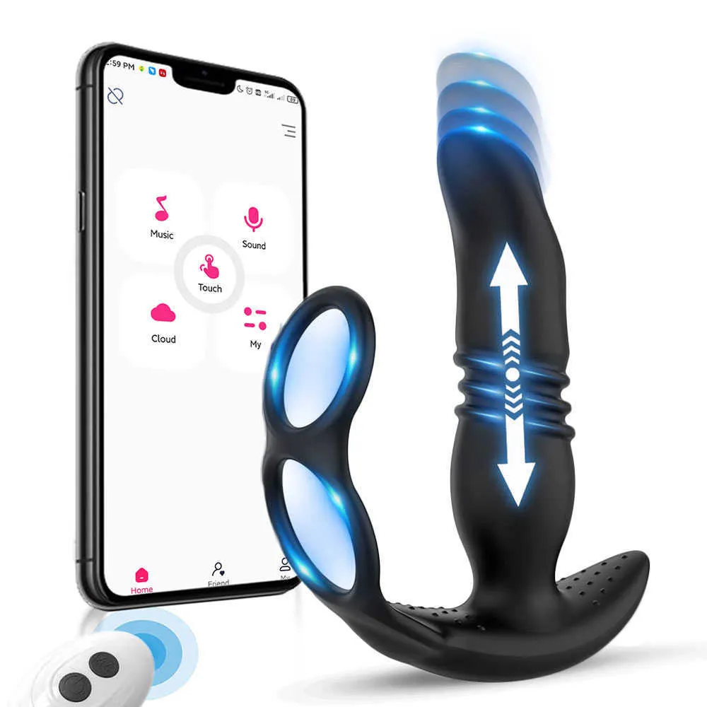 Schoonheid items bluetooth telescopische anale vibrator sexy speelgoed voor mannen app externe prostaat massager dildo buttplug vertraging ejaculatiering