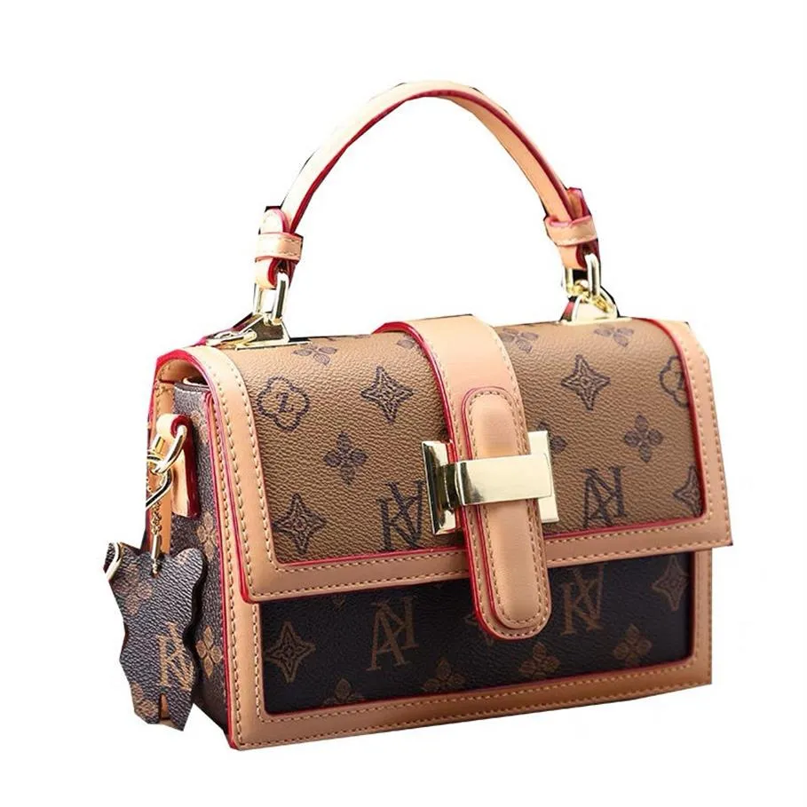 Piccola borsa quadrata in pelle a mano cadhio autentica borsa da donna alla moda versatile aria straniera una spalla su tutto il corpo239V