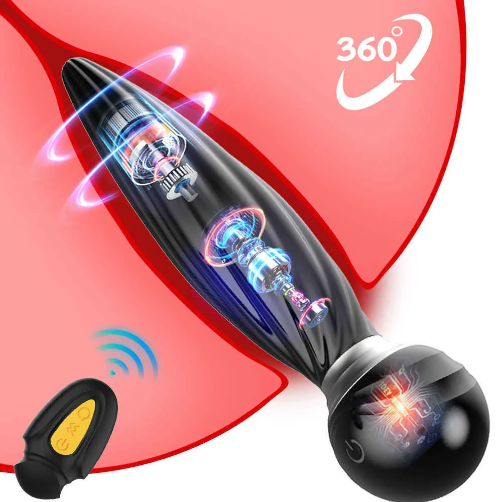 Piękno pozycje 360 ​​Rotacja zdalnego sterowania wibrator analny pchający prostata masażer masturbator masturbator tyłek