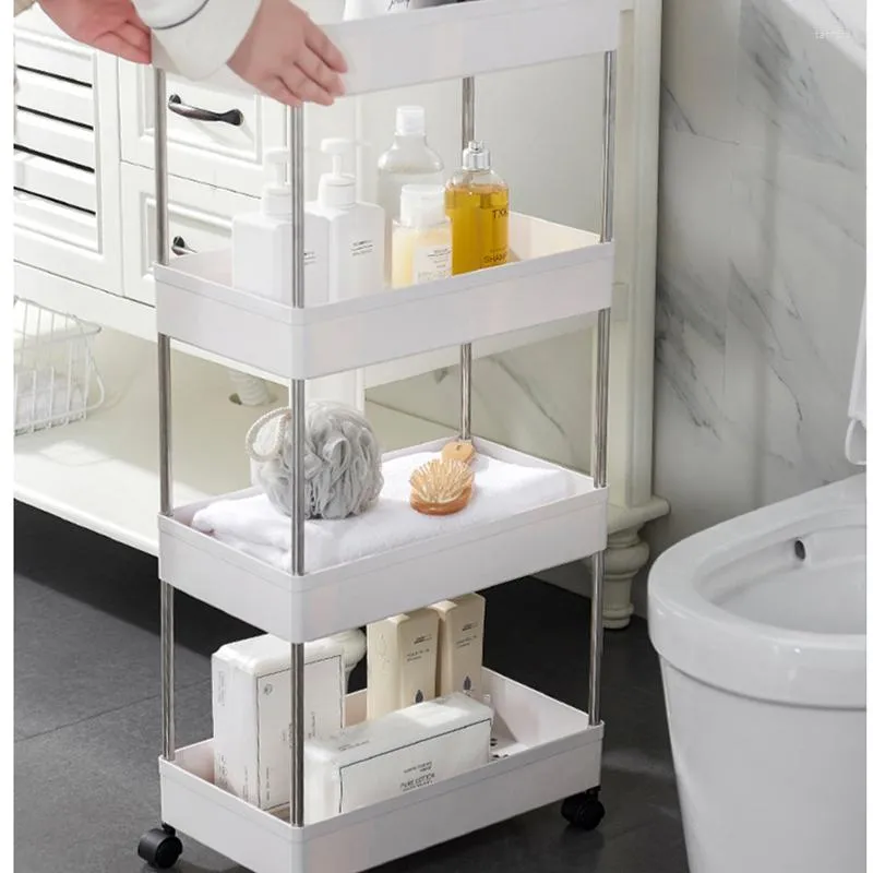 Bath Accessory Set Bathroom Racks Multi-Layer Universal Wheel Trolley Floor Storage Modern Supporting Toilet Accessories Rack