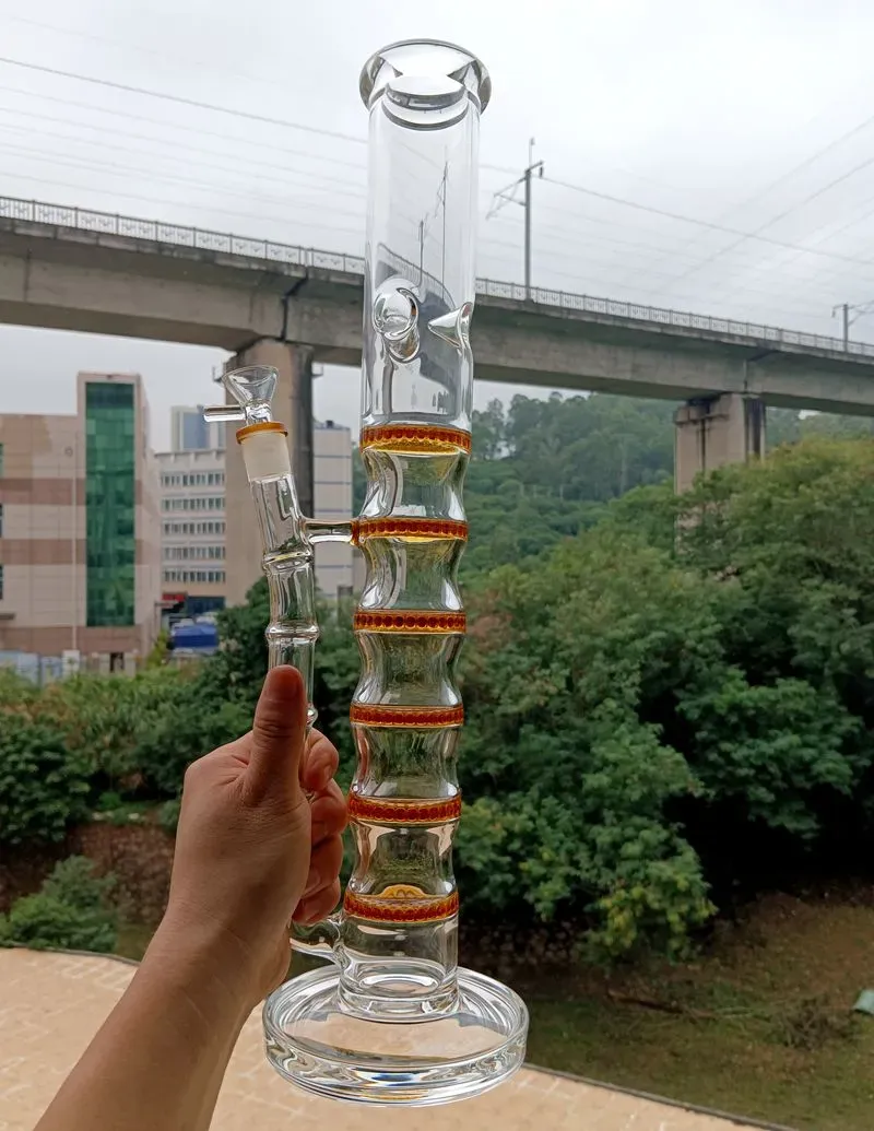 Straight Glass Water Recycler Bong Hookahs with Multiple Honeycomb Filters Perc Bubbler Oil Dab Rig