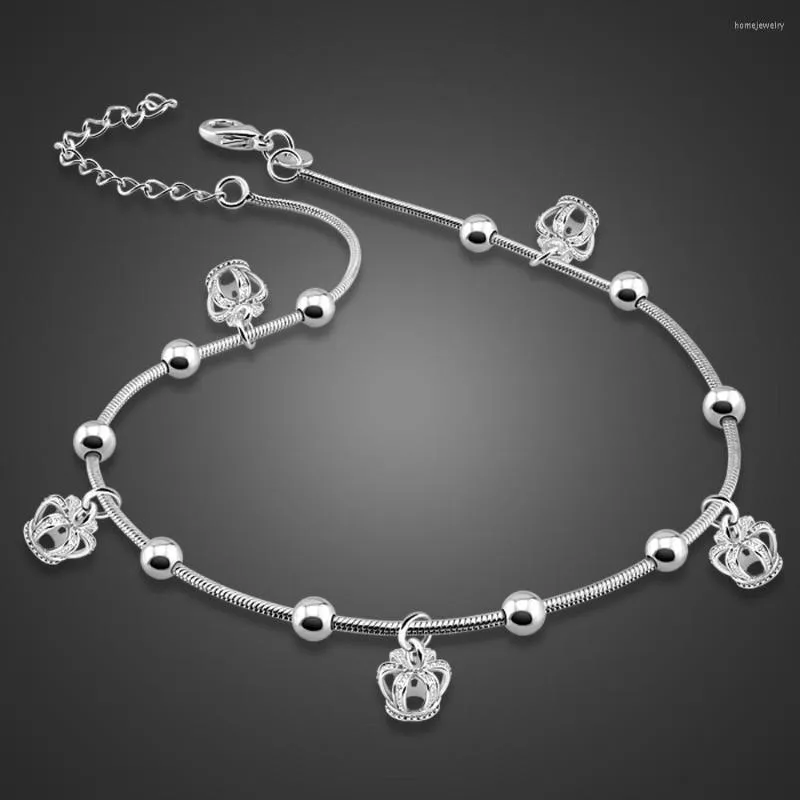 Cavigliere Corona di moda estiva per gioielli da piede da donna Piedi in argento sterling 925 Catena Regali di amicizia Braccialetti per gambe