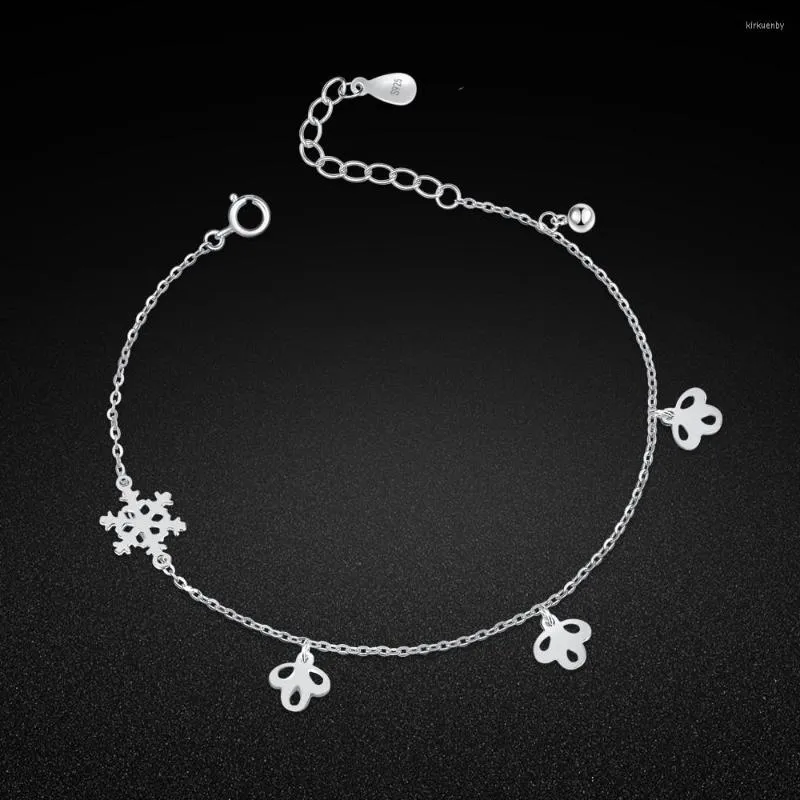 Cavigliere Gioielli con ciondoli estivi Cavigliera da donna in argento 925 con ciondolo a forma di fiocco di neve Catena alla caviglia Accessori da spiaggia Regalo