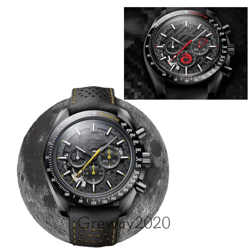 2021 슈퍼 시리즈 품질 쿼츠 시계 다크 사이드 음력 표면 남성 시계 워트 루프 손목 시계 montre de luxe289z