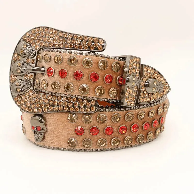 Rhinestone Cowboy Belt: Western Fashion Studded Skull Belt  display picture 3