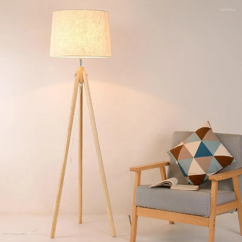 Floor Lamps Living Room Tripod Light Wooden Standing Feather Lamp Glass Ball Candelabra