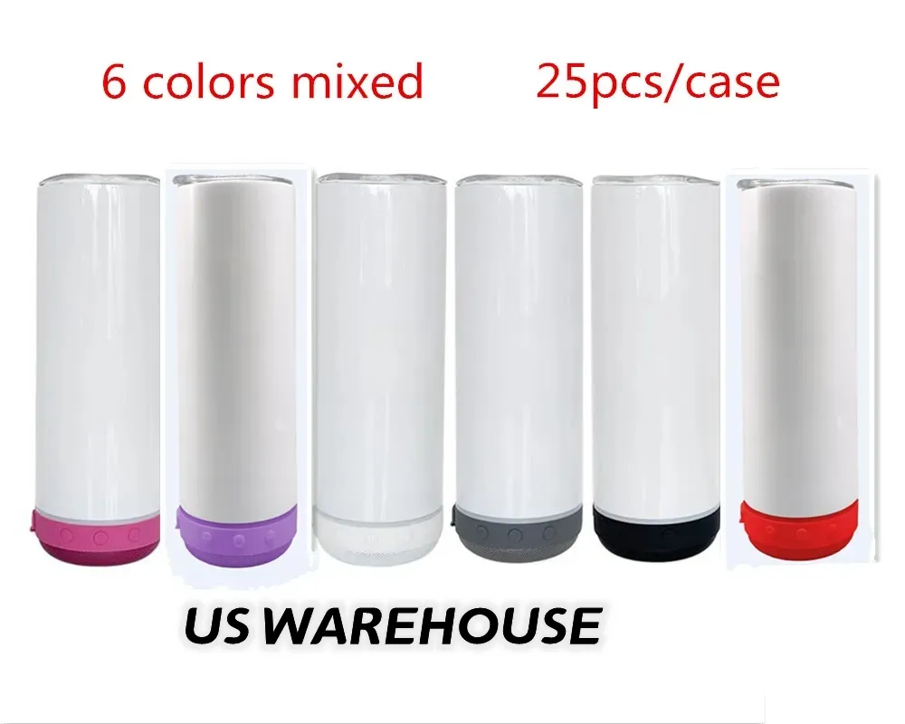 Local warehouse 20oz Sublimation Bluetooth Speaker Tumbler Double Wall Stainless Steel Smart Wireless Speaker Music Tumblers Personalized Gift Z11