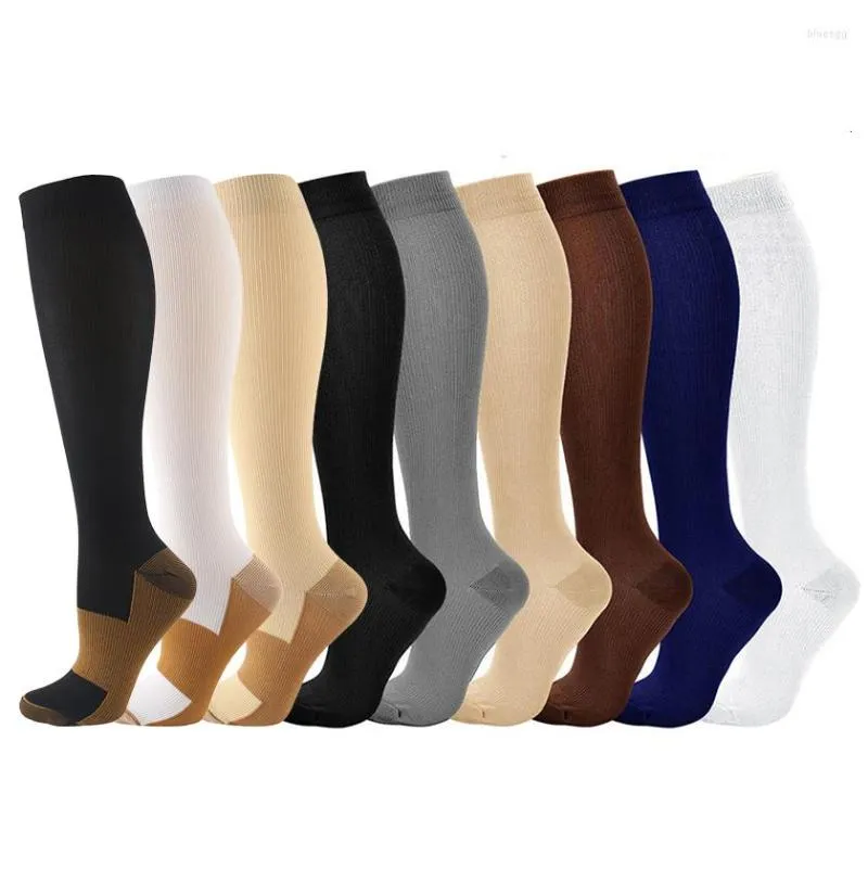 Herrensocken 6 Paare/Los Weiß Schwarz Grau Kompressionsstrümpfe Komprimieren Druck Bein Unisex 15-20 Mmhg Laufen Nylon Männer Frauen Sport HUAYA